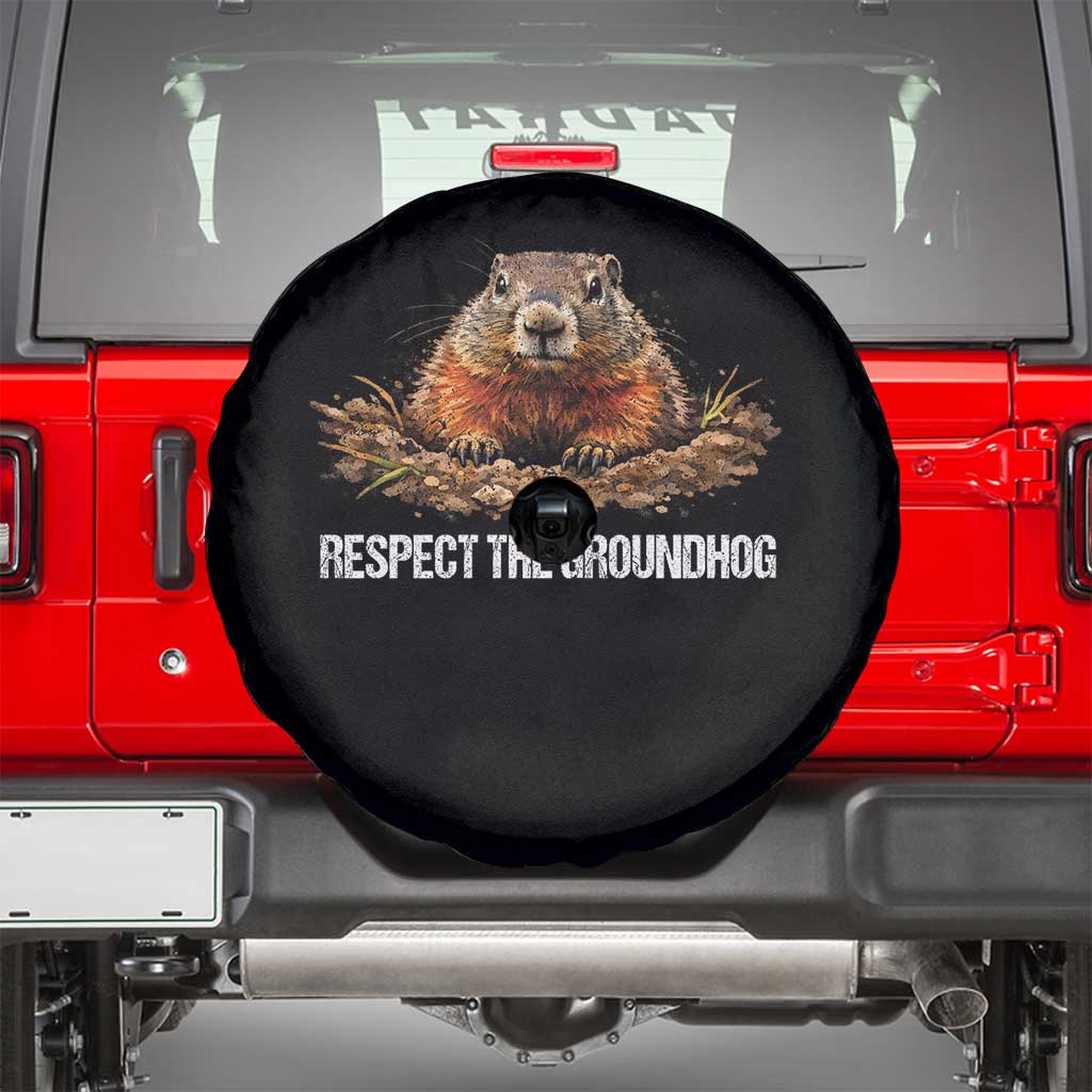 Respect The Groundhog Spare Tire Cover Funny Woodchuck TS10 Black Print Your Wear