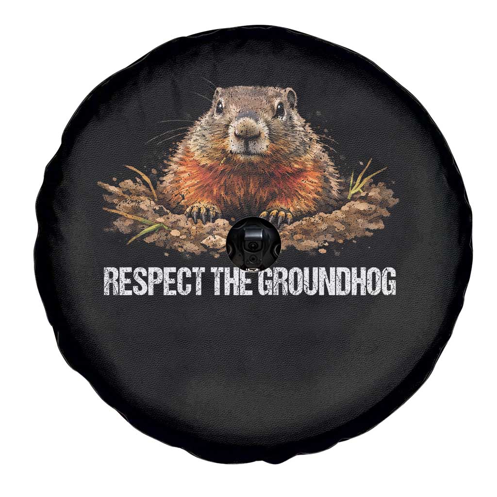 Respect The Groundhog Spare Tire Cover Funny Woodchuck TS10 Print Your Wear