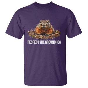 Respect The Groundhog T Shirt Funny Woodchuck TS10 Purple Print Your Wear