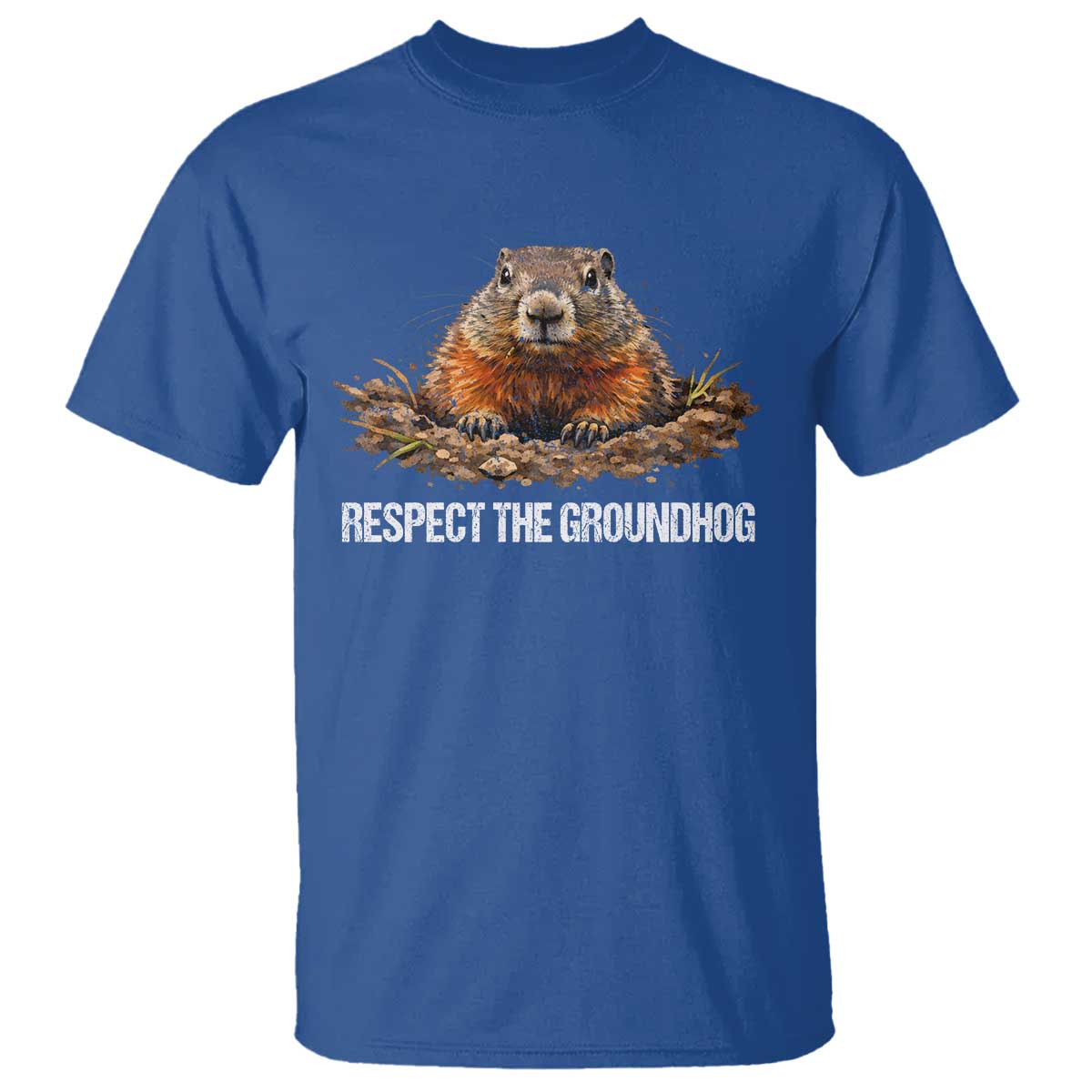Respect The Groundhog T Shirt Funny Woodchuck TS10 Royal Blue Print Your Wear