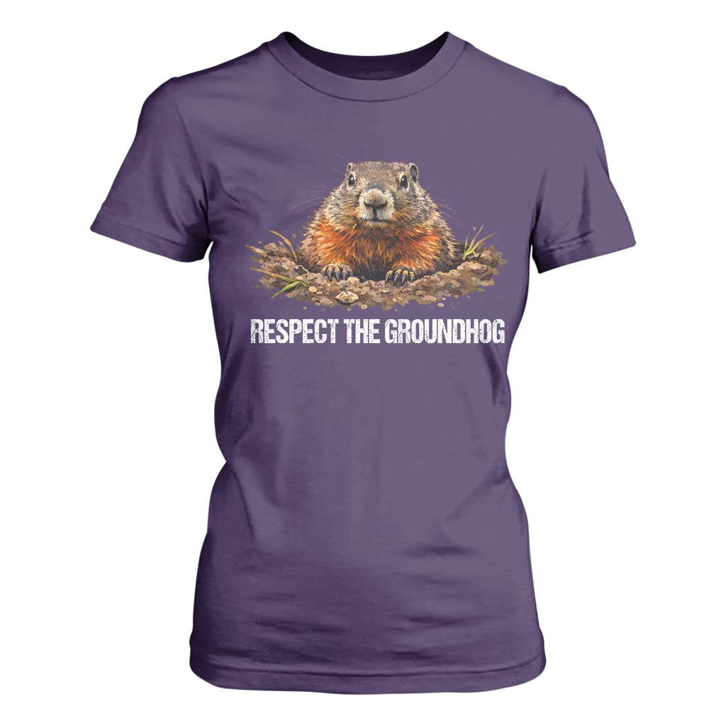 Respect The Groundhog T Shirt For Women Funny Woodchuck TS10 Purple Print Your Wear