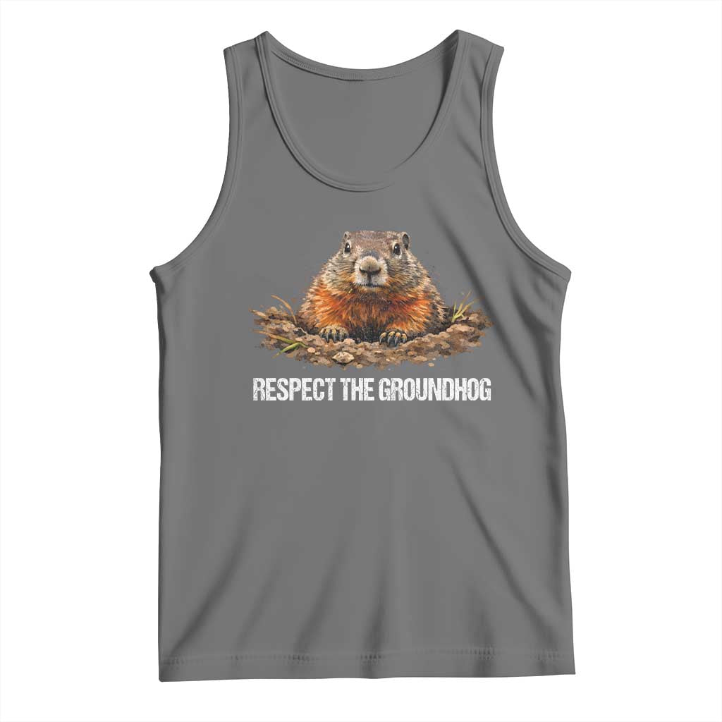 Respect The Groundhog Tank Top Funny Woodchuck TS10 Black Heather Print Your Wear