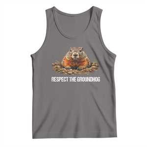 Respect The Groundhog Tank Top Funny Woodchuck TS10 Deep Heather Print Your Wear