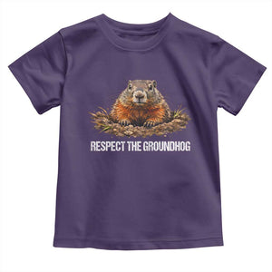 Respect The Groundhog Toddler T Shirt Funny Woodchuck TS10 Purple Print Your Wear