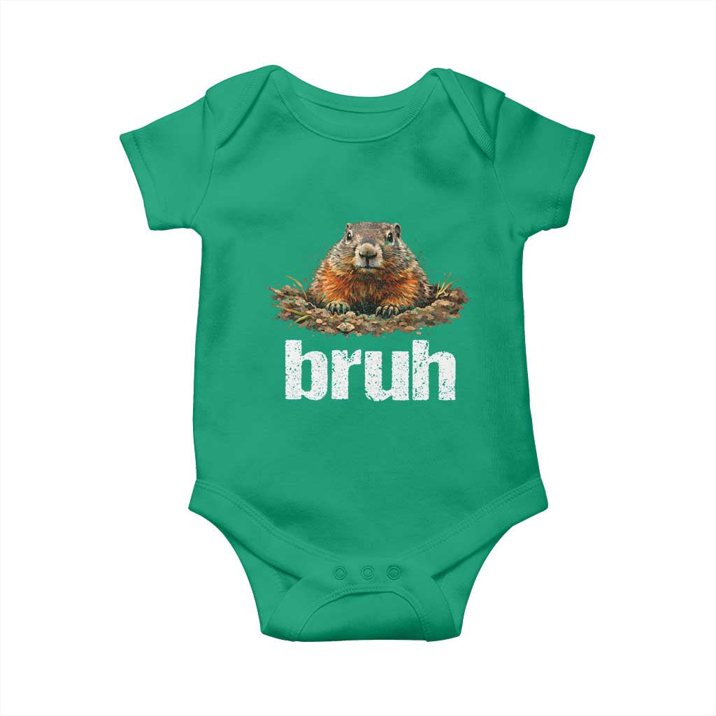 Funny Groundhog Baby Onesie Ground Hog Meme Lover Bruh Groundhog Day TS10 Irish Green Print Your Wear