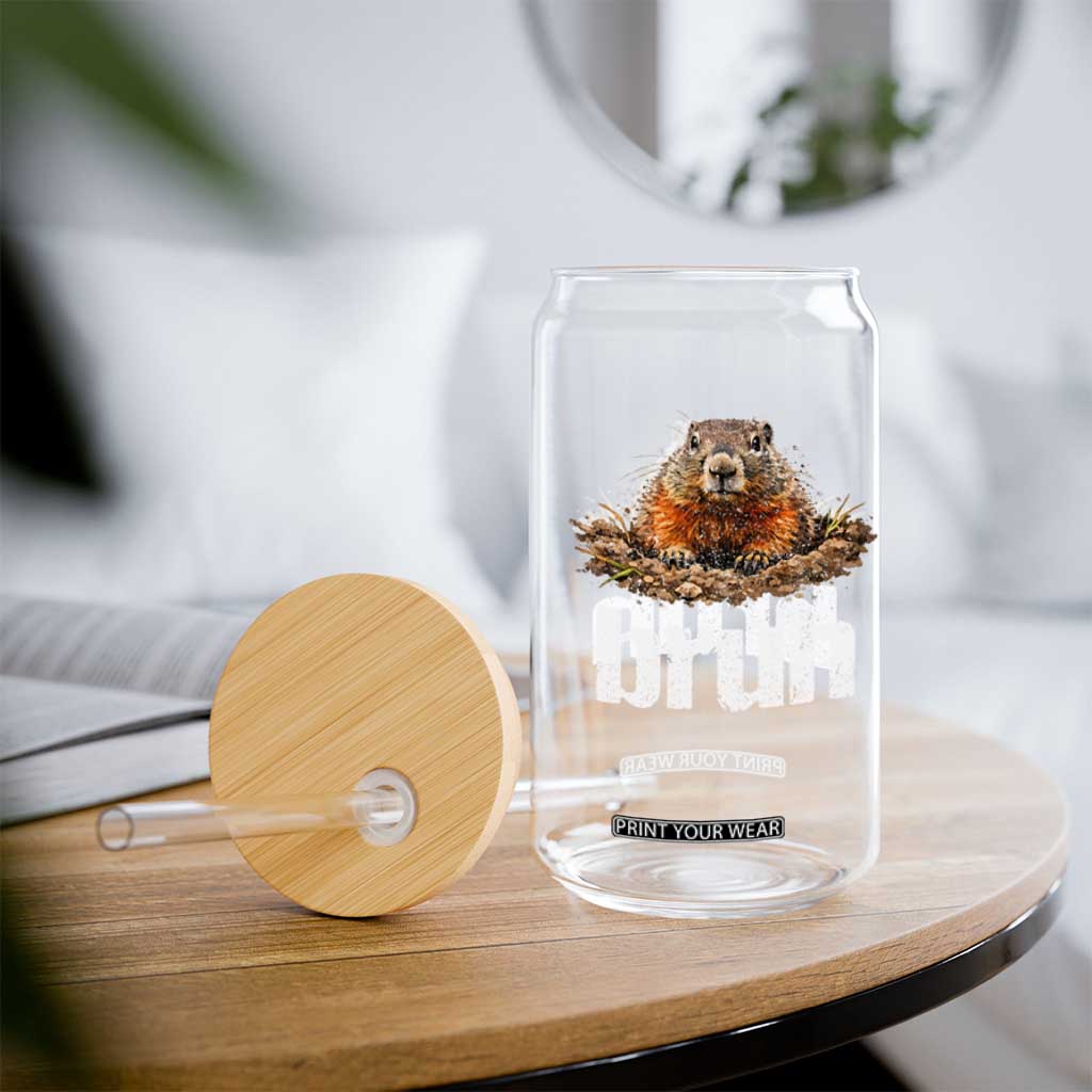 Funny Groundhog Glass Can Ground Hog Meme Lover Bruh Groundhog Day TS10 Print Your Wear