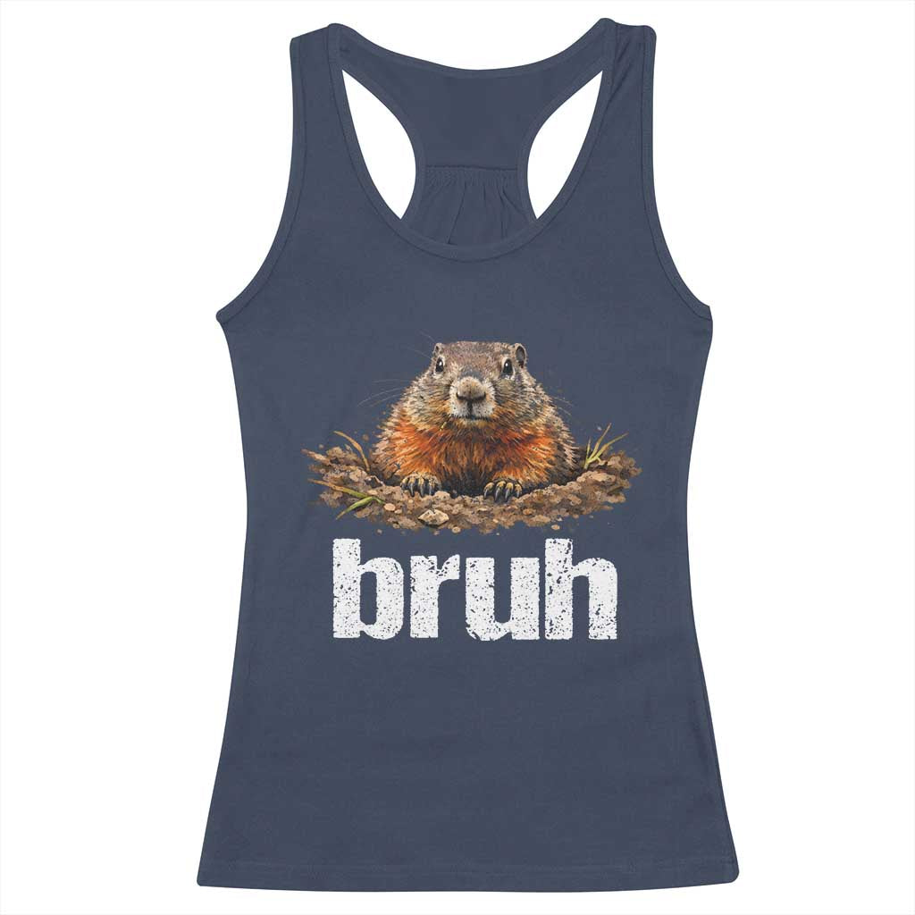 Funny Groundhog Racerback Tank Top Ground Hog Meme Lover Bruh Groundhog Day TS10 Navy Print Your Wear