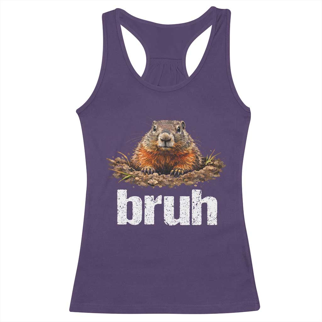 Funny Groundhog Racerback Tank Top Ground Hog Meme Lover Bruh Groundhog Day TS10 Purple Print Your Wear