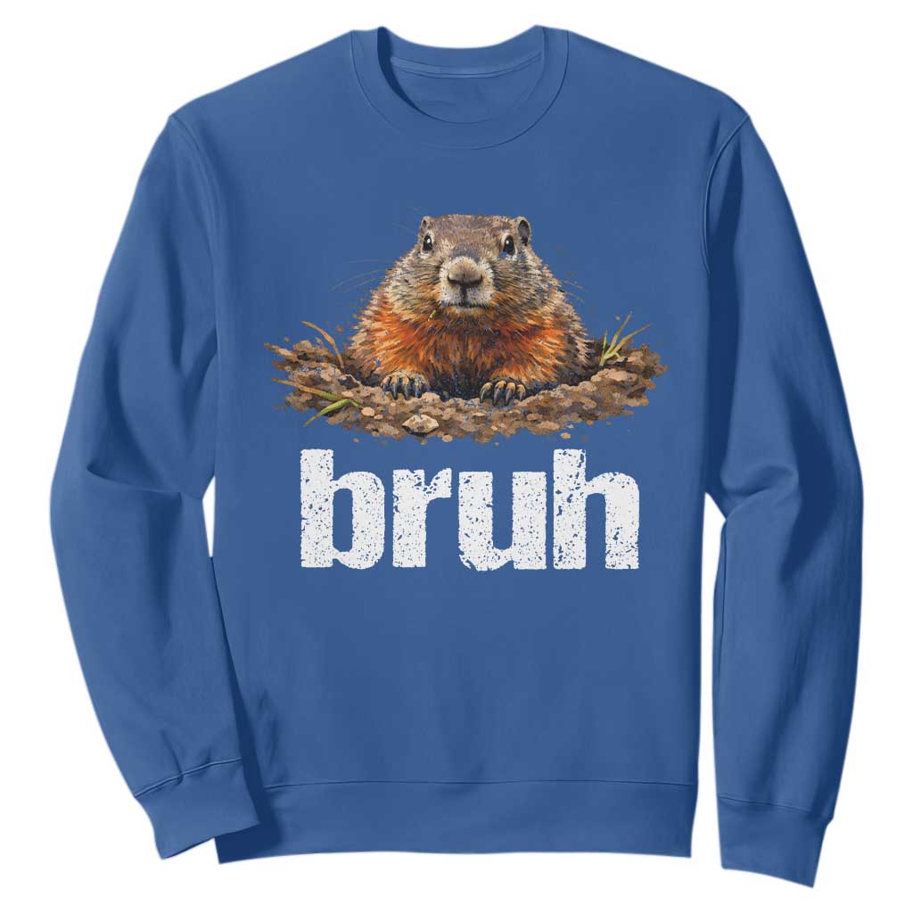 Funny Groundhog Sweatshirt Ground Hog Meme Lover Bruh Groundhog Day TS10 Royal Blue Print Your Wear