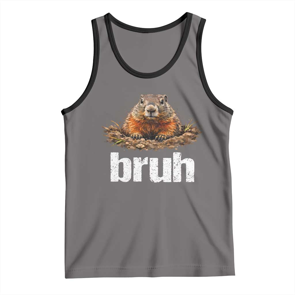 Funny Groundhog Tank Top Ground Hog Meme Lover Bruh Groundhog Day TS10 Deep Heather Black Print Your Wear
