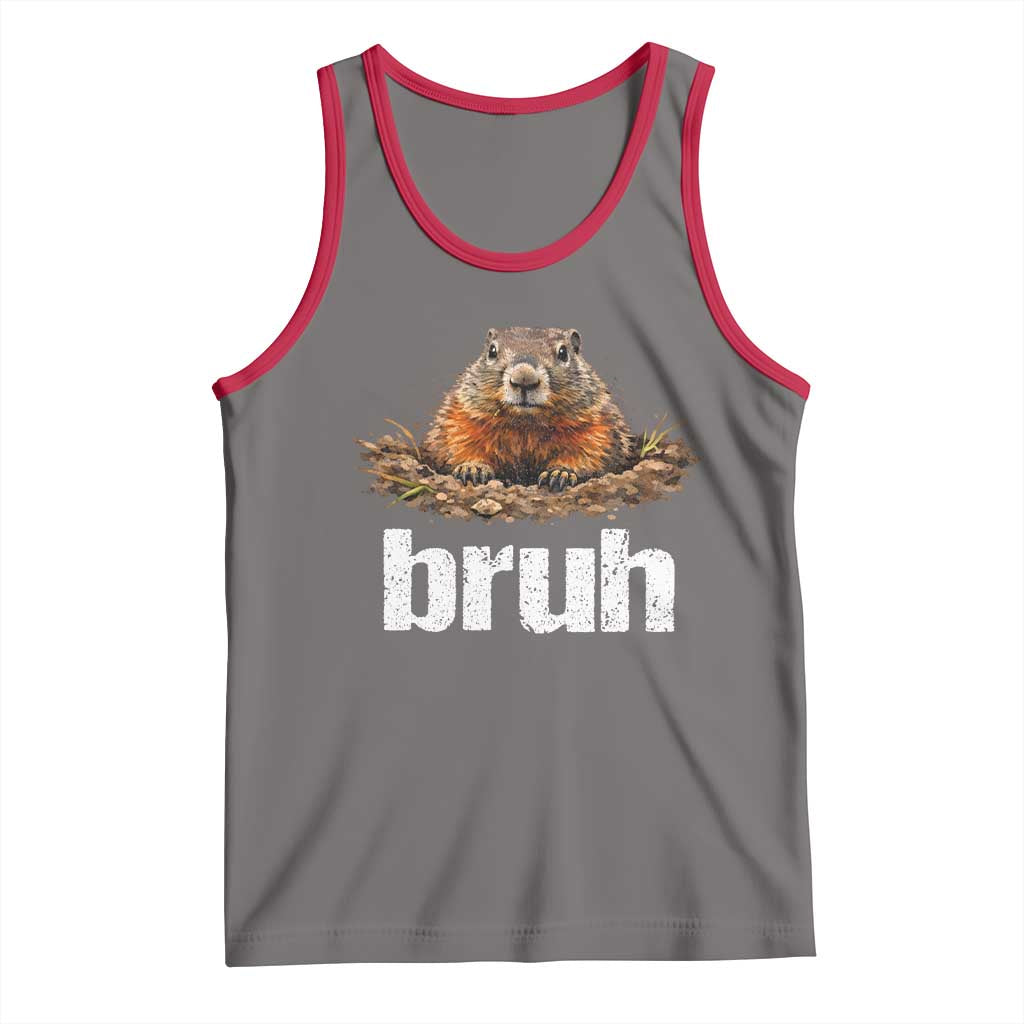 Funny Groundhog Tank Top Ground Hog Meme Lover Bruh Groundhog Day TS10 Deep Heather Red Print Your Wear