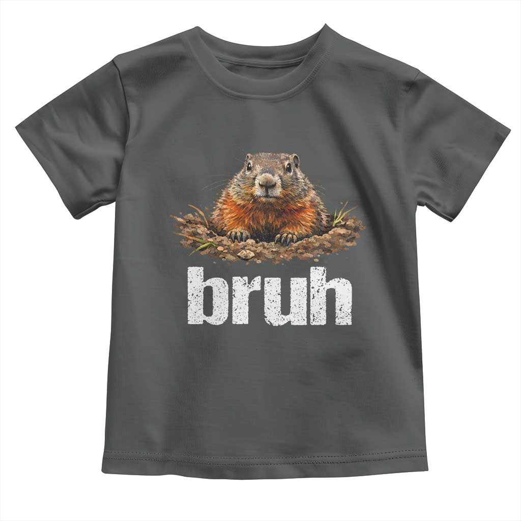Funny Groundhog Toddler T Shirt Ground Hog Meme Lover Bruh Groundhog Day TS10 Dark Heather Print Your Wear