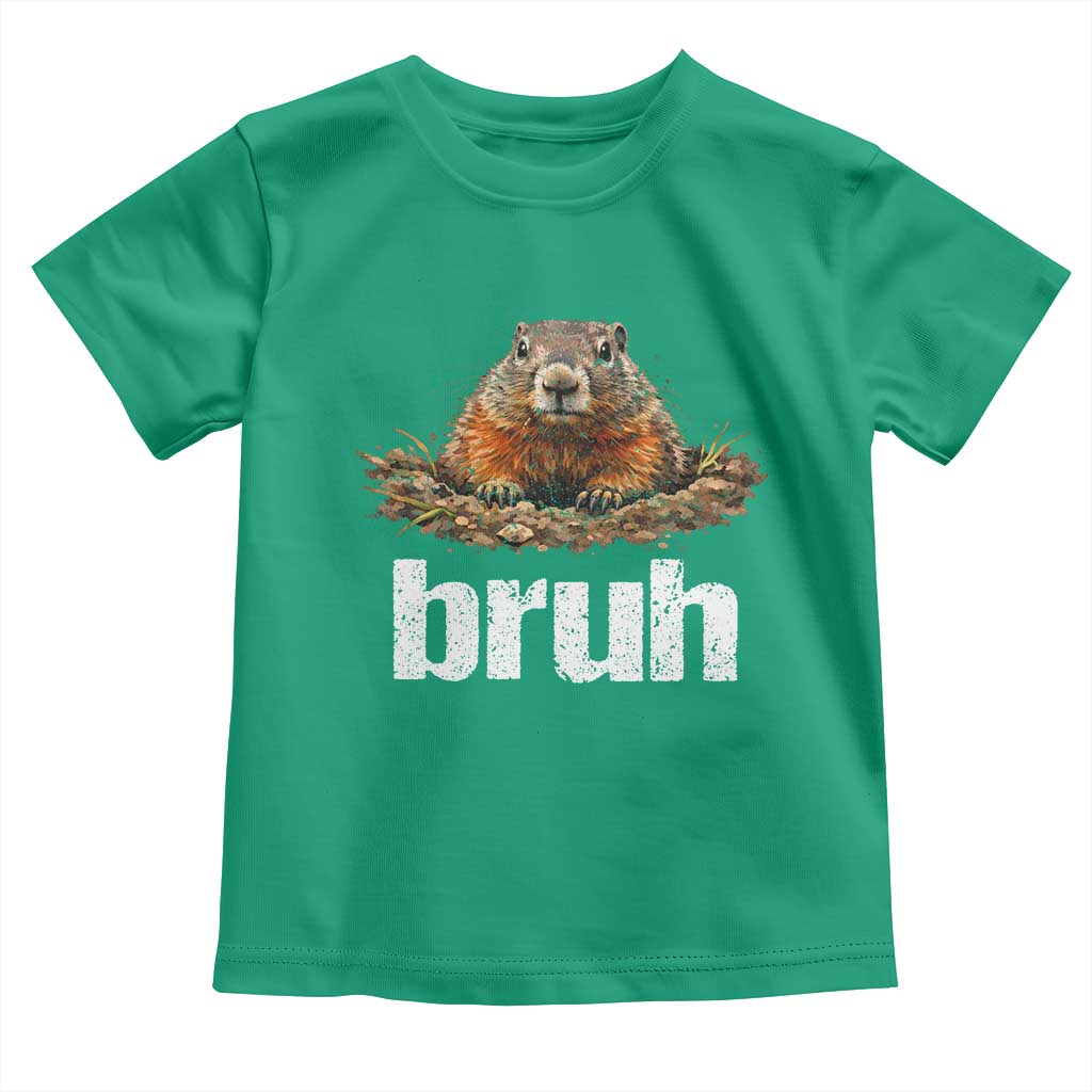 Funny Groundhog Toddler T Shirt Ground Hog Meme Lover Bruh Groundhog Day TS10 Irish Green Print Your Wear