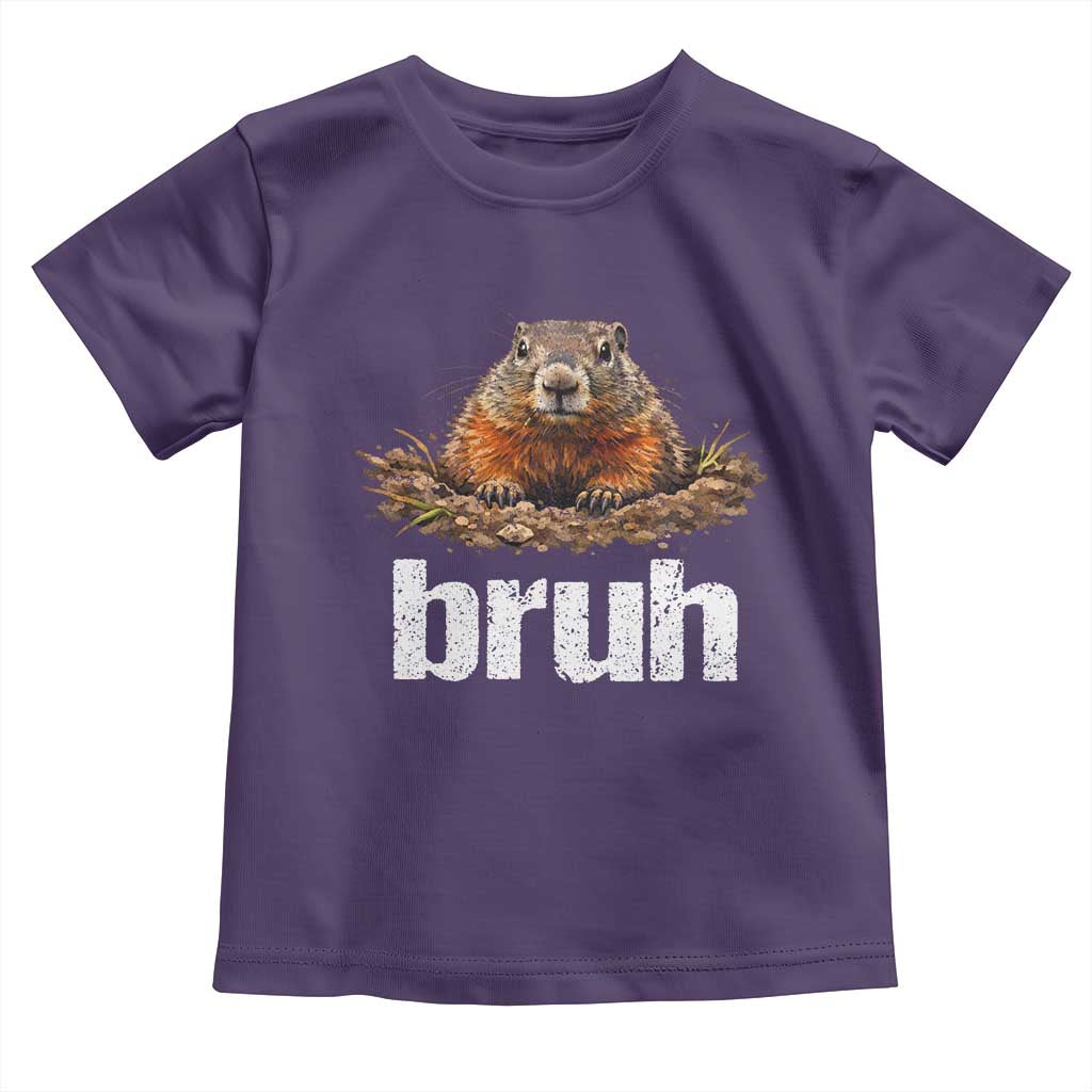 Funny Groundhog Toddler T Shirt Ground Hog Meme Lover Bruh Groundhog Day TS10 Purple Print Your Wear