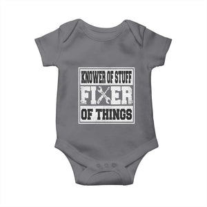 Knower Of Stuff Fixer Of Things Baby Onesie Funny Handyman Dad Husband Fathers Day Gift TS10 Charcoal Print Your Wear