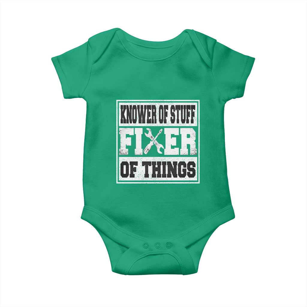 Knower Of Stuff Fixer Of Things Baby Onesie Funny Handyman Dad Husband Fathers Day Gift TS10 Irish Green Print Your Wear