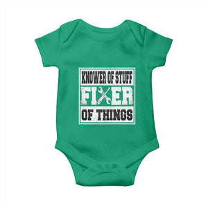Knower Of Stuff Fixer Of Things Baby Onesie Funny Handyman Dad Husband Fathers Day Gift TS10 Irish Green Print Your Wear