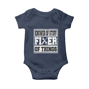 Knower Of Stuff Fixer Of Things Baby Onesie Funny Handyman Dad Husband Fathers Day Gift TS10 Navy Print Your Wear