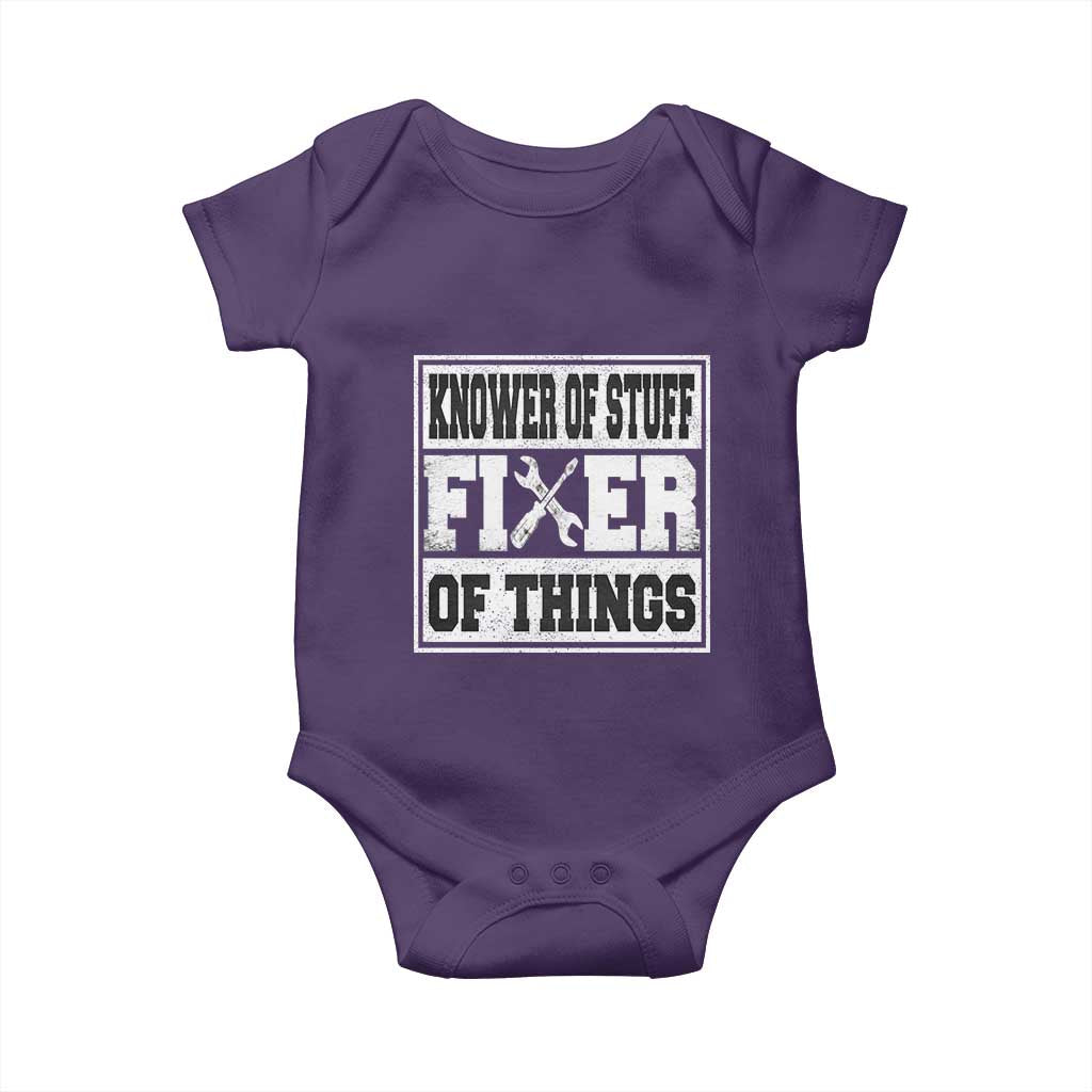 Knower Of Stuff Fixer Of Things Baby Onesie Funny Handyman Dad Husband Fathers Day Gift TS10 Purple Print Your Wear