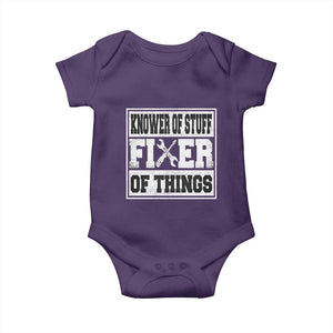 Knower Of Stuff Fixer Of Things Baby Onesie Funny Handyman Dad Husband Fathers Day Gift TS10 Purple Print Your Wear