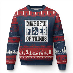 Knower Of Stuff Fixer Of Things Ugly Christmas Sweater Funny Handyman Dad Husband Fathers Day Gift TS10 Navy Red Print Your Wear