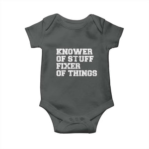 Funny Knower Of Stuff Fixer Of Things Baby Onesie Mechanic Engineer Garage TS10 Dark Heather Print Your Wear