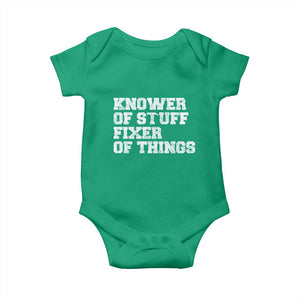 Funny Knower Of Stuff Fixer Of Things Baby Onesie Mechanic Engineer Garage TS10 Irish Green Print Your Wear