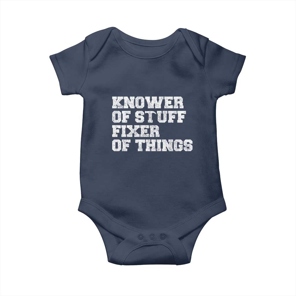 Funny Knower Of Stuff Fixer Of Things Baby Onesie Mechanic Engineer Garage TS10 Navy Print Your Wear