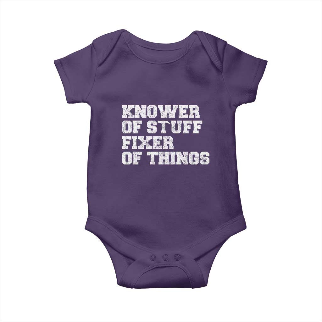 Funny Knower Of Stuff Fixer Of Things Baby Onesie Mechanic Engineer Garage TS10 Purple Print Your Wear