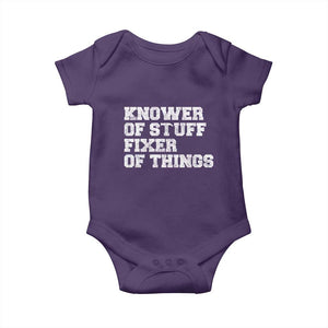 Funny Knower Of Stuff Fixer Of Things Baby Onesie Mechanic Engineer Garage TS10 Purple Print Your Wear
