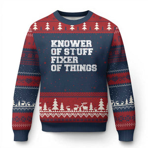 Funny Knower Of Stuff Fixer Of Things Ugly Christmas Sweater Mechanic Engineer Garage TS10 Navy Red Print Your Wear