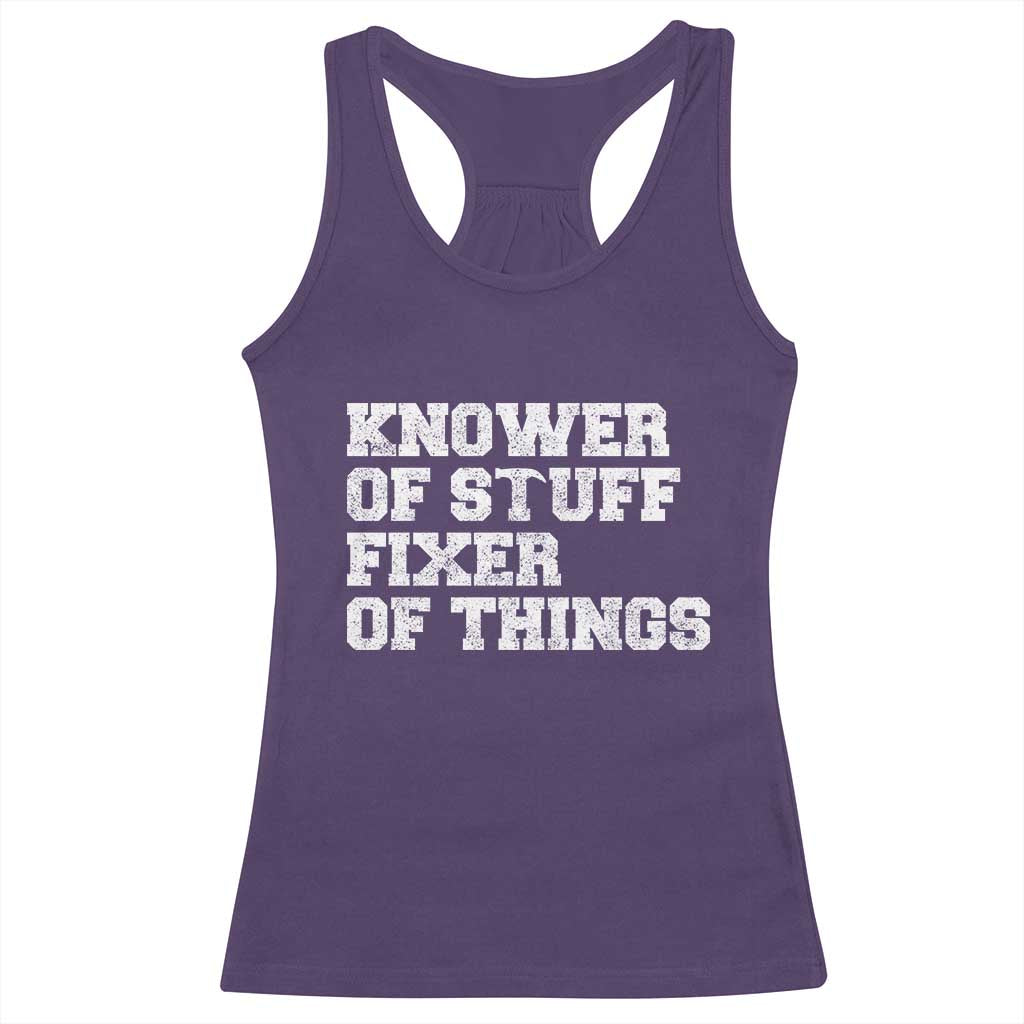 Funny Knower Of Stuff Fixer Of Things Racerback Tank Top Mechanic Engineer Garage TS10 Purple Print Your Wear