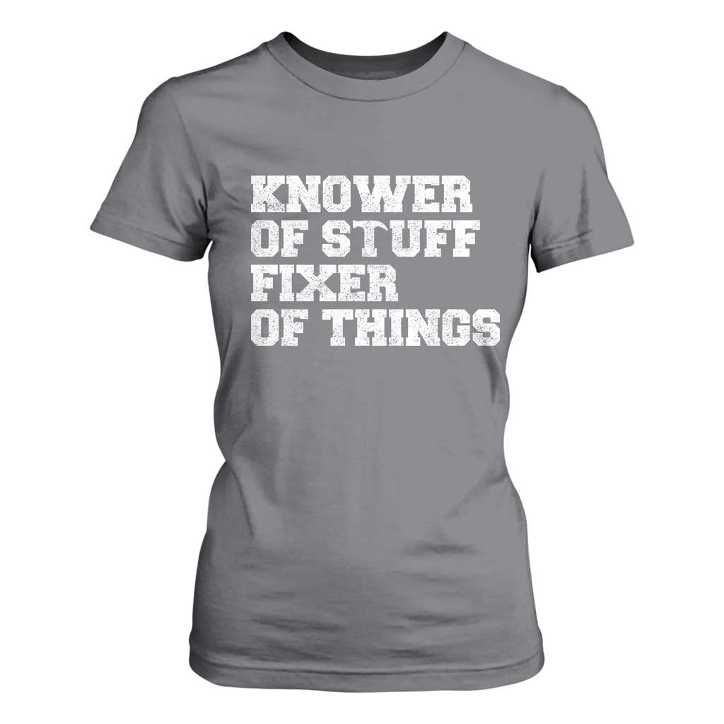 Funny Knower Of Stuff Fixer Of Things T Shirt For Women Mechanic Engineer Garage TS10 Charcoal Print Your Wear