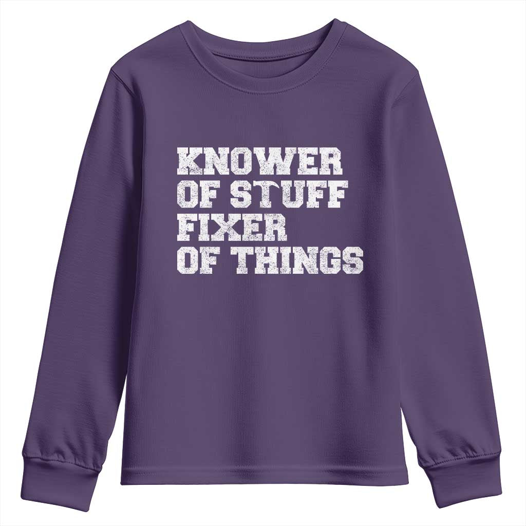 Funny Knower Of Stuff Fixer Of Things Youth Sweatshirt Mechanic Engineer Garage TS10 Purple Print Your Wear