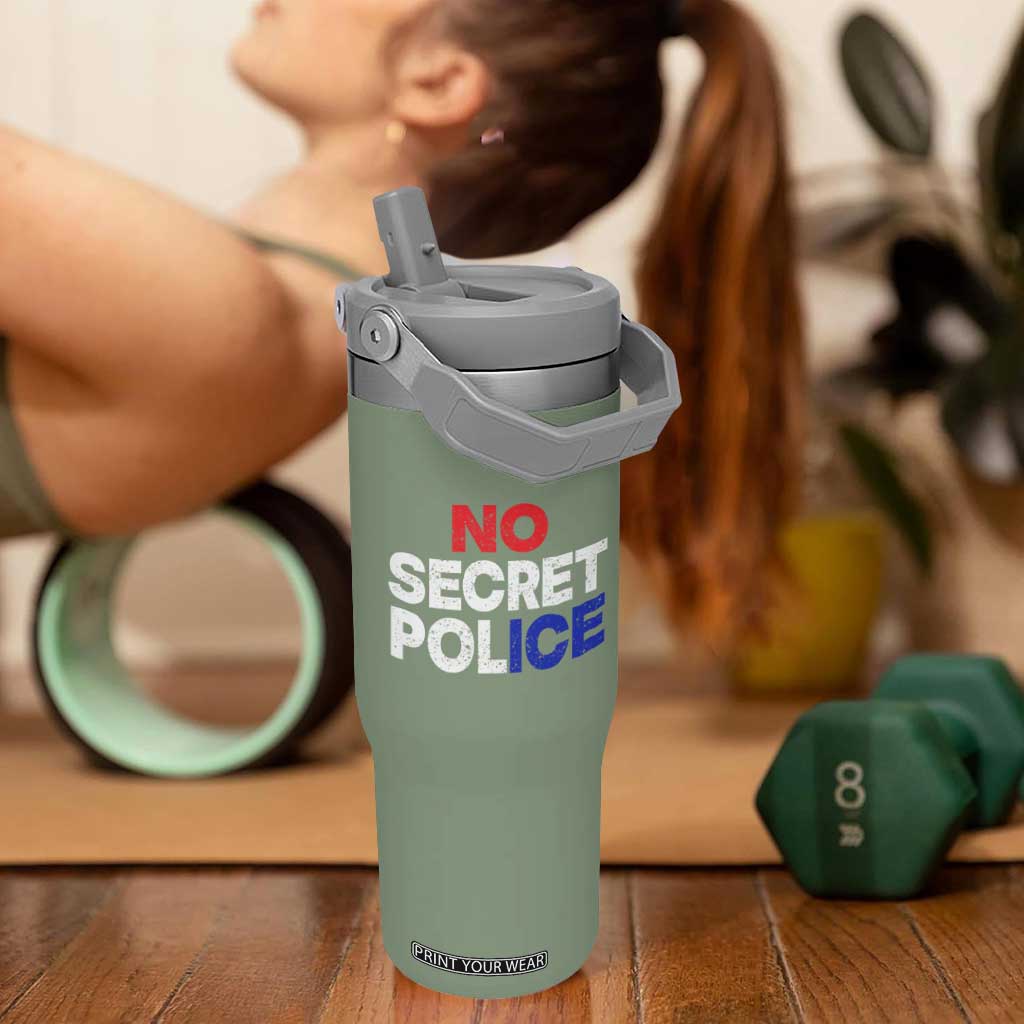 Subtle Abolish Ice Flip Straw Tumbler No Secret Police TS10 One Size: 30 oz Moss Green Print Your Wear