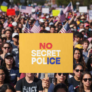 Subtle Abolish Ice Protest Sign No Secret Police TS10 Horizontal 18" × 24" Yellow Print Your Wear