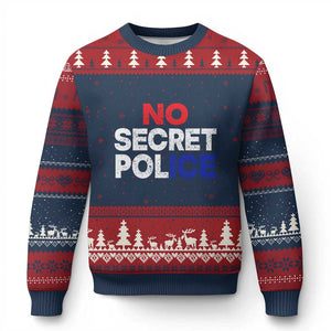 Subtle Abolish Ice Ugly Christmas Sweater No Secret Police TS10 Navy Red Print Your Wear
