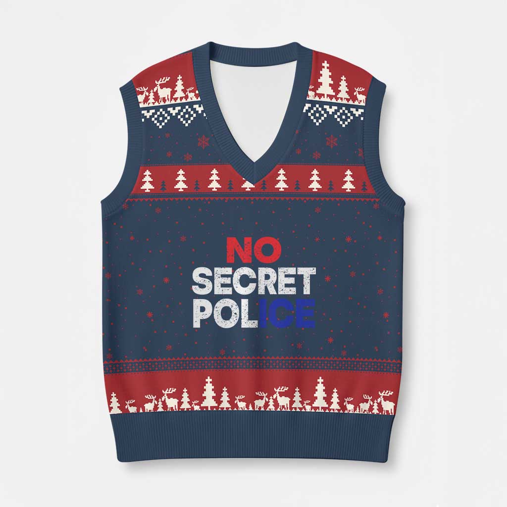 Subtle Abolish Ice V-Neck Knit Sweater Vest No Secret Police TS10 Navy Red Print Your Wear