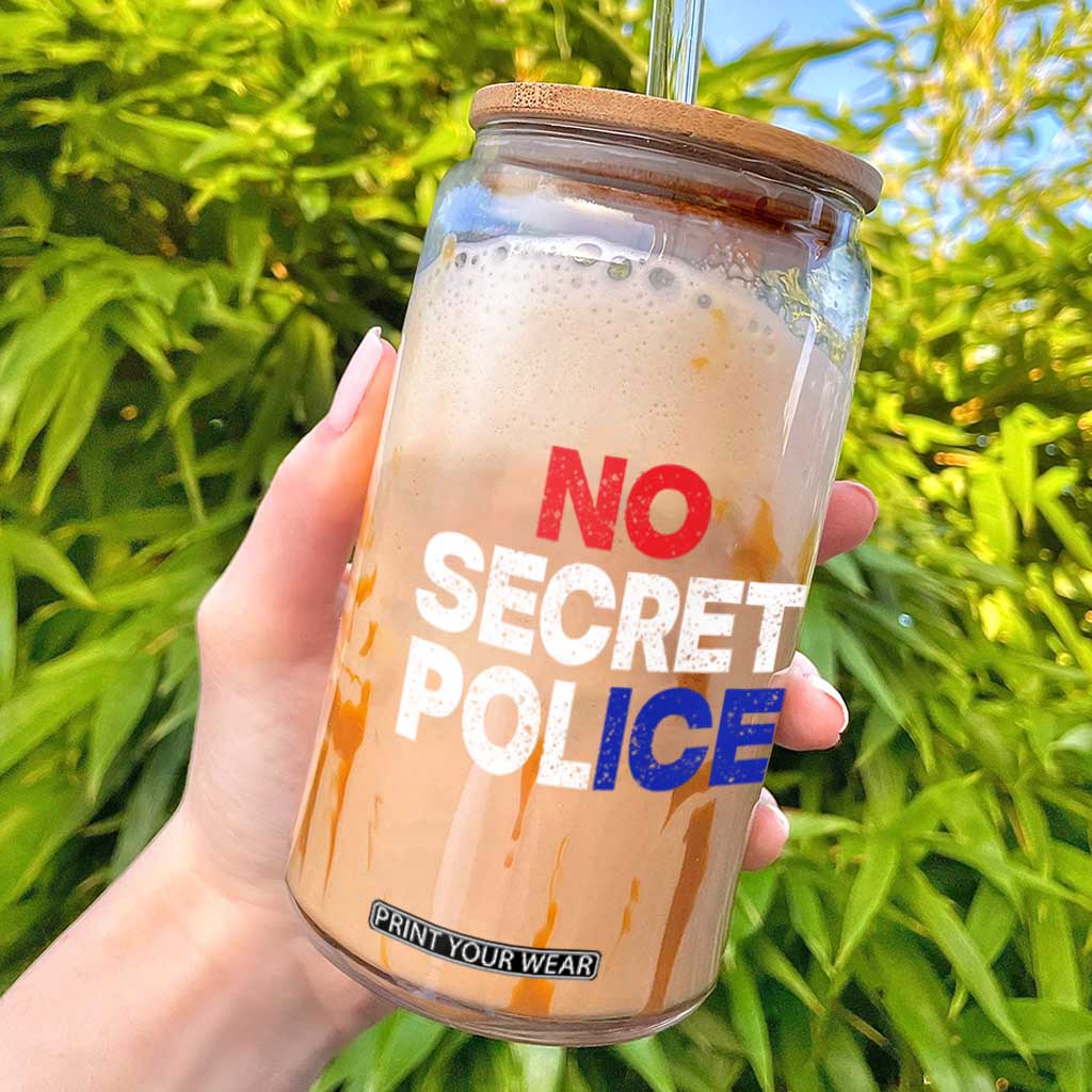 Subtle Abolish Ice Glass Can No Secret Police TS10 Black Print Your Wear