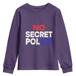 Subtle Abolish Ice Youth Sweatshirt No Secret Police TS10 Purple Print Your Wear