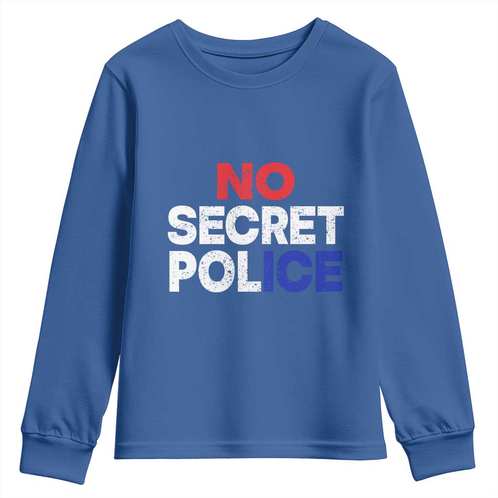 Subtle Abolish Ice Youth Sweatshirt No Secret Police TS10 Royal Blue Print Your Wear