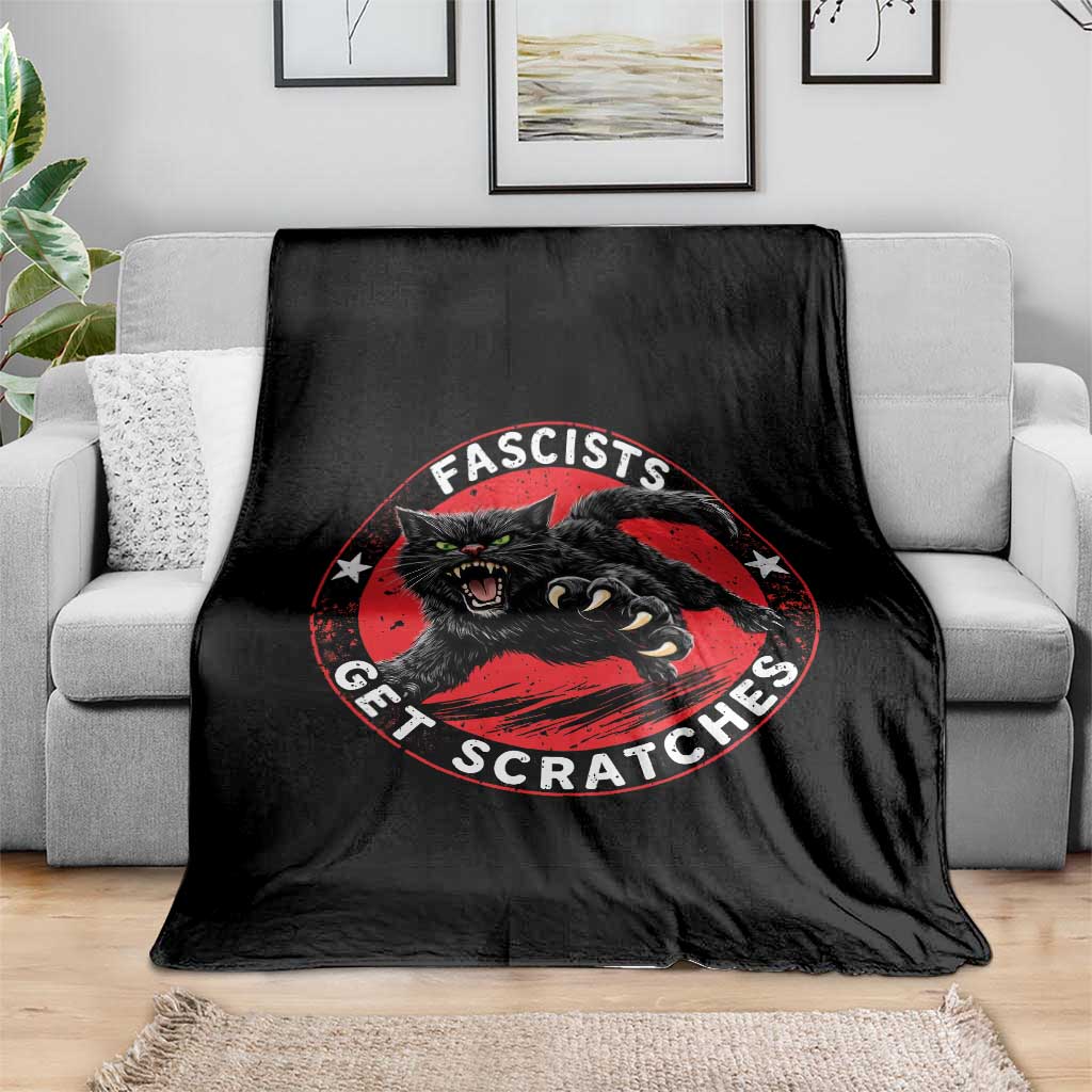 Vintage Black Cat Against Fascists Throw Blanket TS10 Print Your Wear
