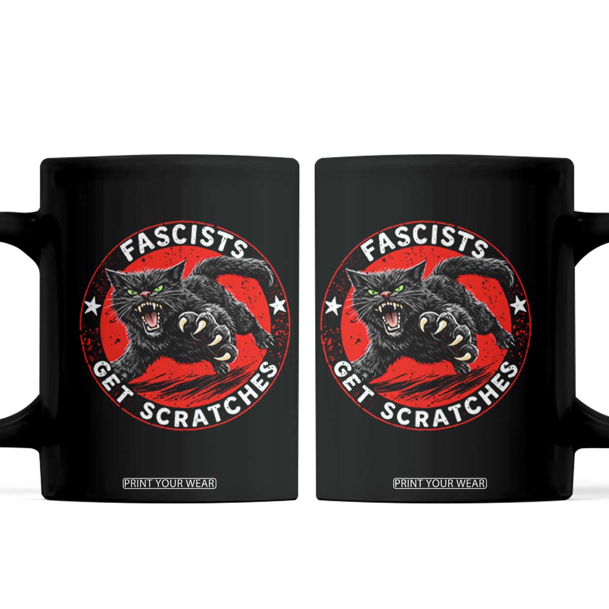 Vintage Black Cat Against Fascists Coffee Mug TS10 Black Print Your Wear