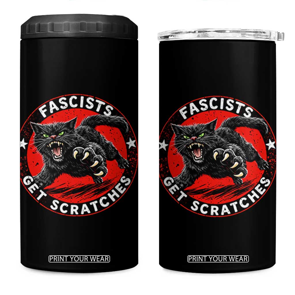 Vintage Black Cat Against Fascists 4 in 1 Can Cooler Tumbler TS10 One Size: 16 oz Black Print Your Wear