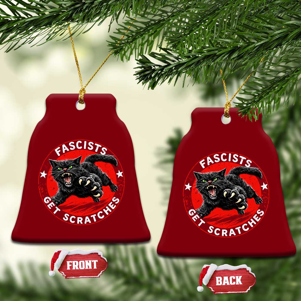 Vintage Black Cat Against Fascists Ceramic Ornament TS10 Print Your Wear