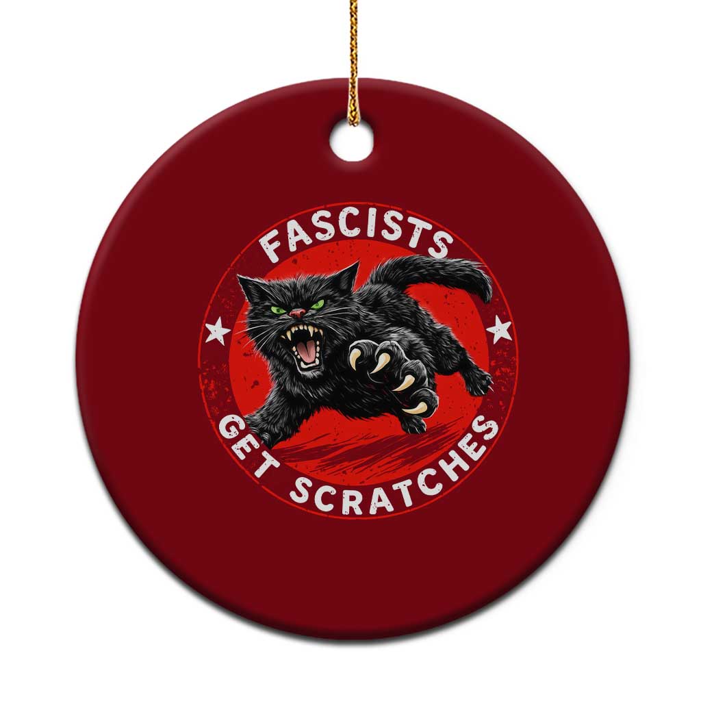 Vintage Black Cat Against Fascists Ceramic Ornament TS10 1pc Red Print Your Wear