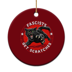 Vintage Black Cat Against Fascists Ceramic Ornament TS10 1pc Red Print Your Wear