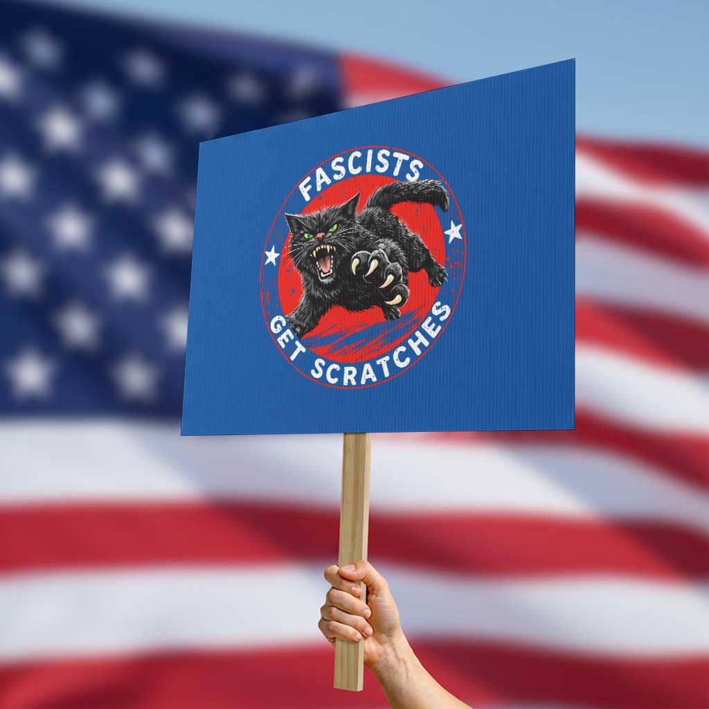 Vintage Black Cat Against Fascists Protest Sign TS10 Horizontal 18