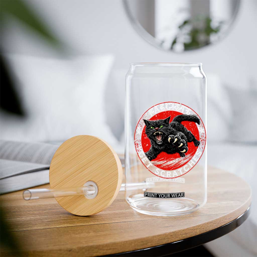 Vintage Black Cat Against Fascists Glass Can TS10 Print Your Wear