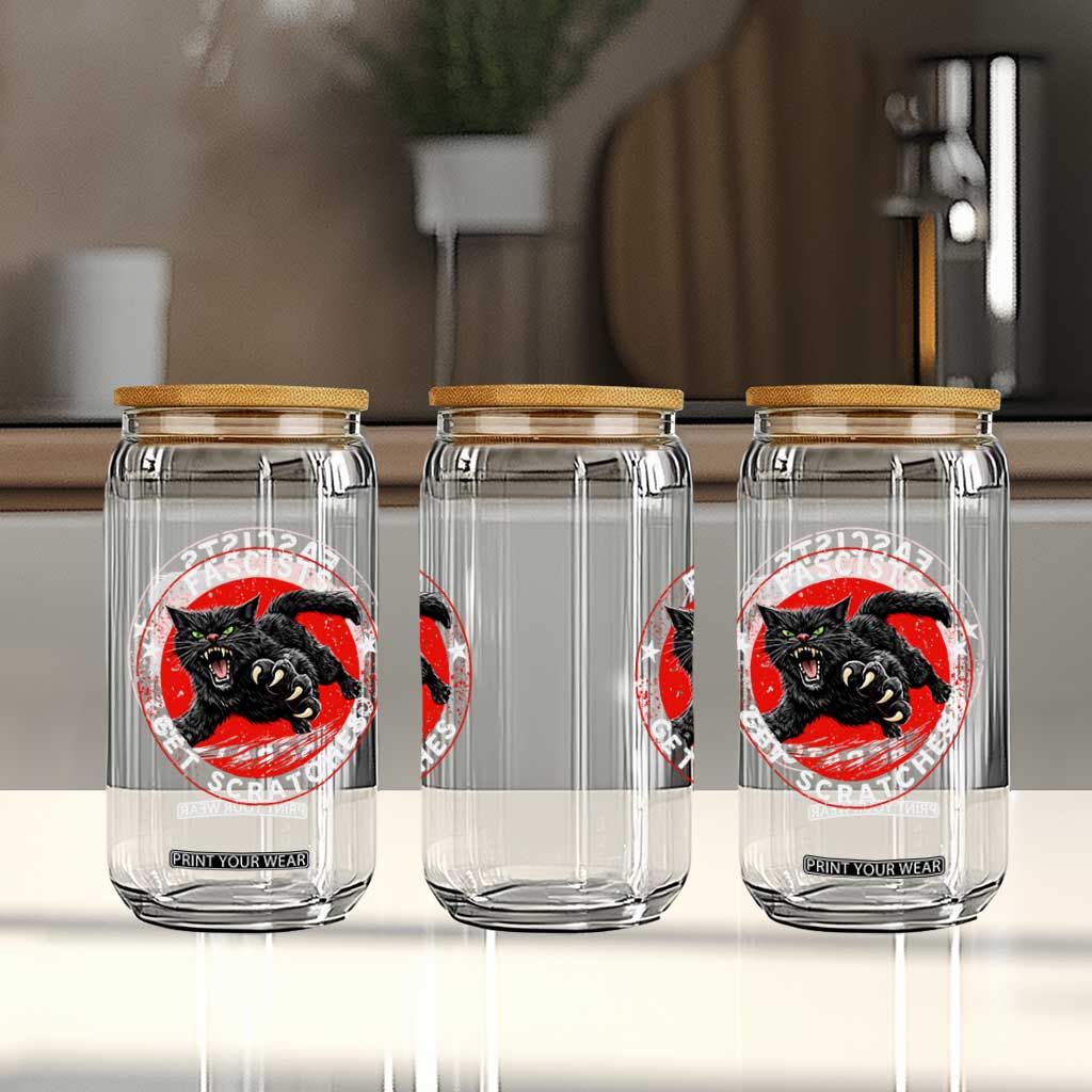 Vintage Black Cat Against Fascists Glass Can TS10 Print Your Wear
